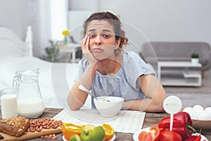 Adolescent lady suffering from low appetite