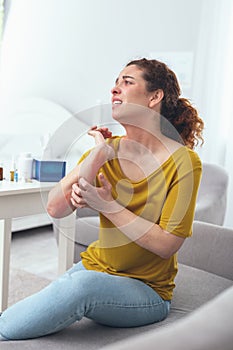 Adolescent lady suffering from a rash photo
