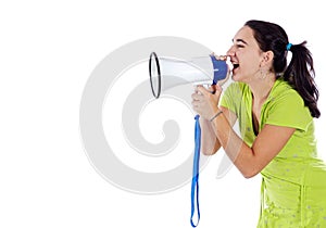 Adolescent with megaphone