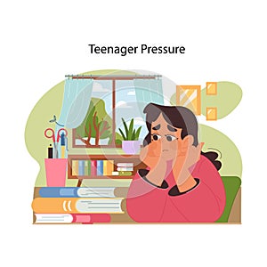 Adolescent stress concept. Flat vector illustration