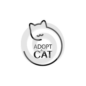 Adopt a cat logo. Cat head silhouette. Vector