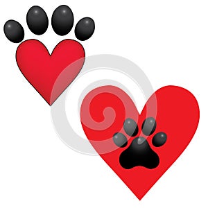 Adopt Dog Paw Heart vector animal help illustration