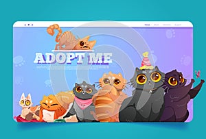 Adopt me cartoon landing page with homeless pets