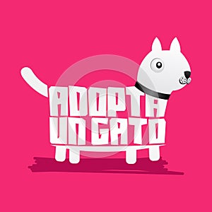 Adopta un Gato, Adopt a Cat spanish text Vector cat shape vector