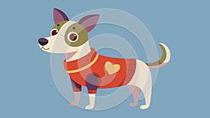 An adoptable dog dressed in a e sweater charming potential adopters with its irresistible eness.. Vector illustration. photo