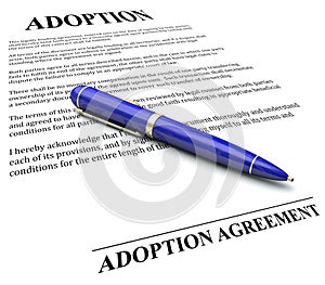 Adoption Agreement Contract Pen Signing Official Legal Document