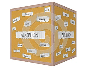 Adoption Corkboard Word 3D cube Concept