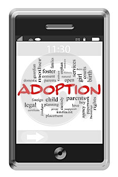 Adoption Word Cloud Concept on Touchscreen Phone