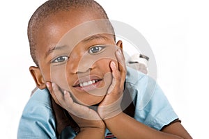 Adorable 3 year old black or African American boy