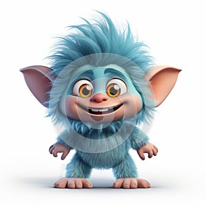 Adorable 3d Blue Rascal Troll With Clip Art Style