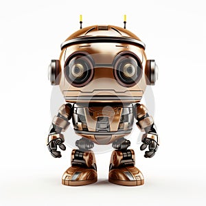 Adorable 3d Brown Robot Illustration With Shiny Eyes