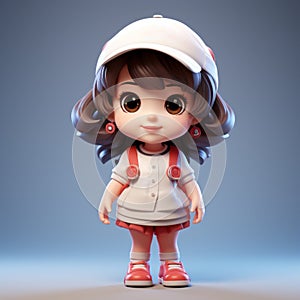 Adorable 3d Cartoon Character Nancy With Cap And Jeans