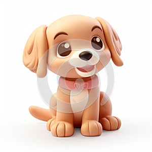 Adorable 3d Clay Render Of A Brown Dog With Pink Collar