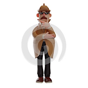 Adorable 3D detective Cartoon Illustration with cool poses