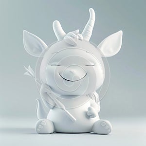 Adorable 3D model of a mythical creature combining features of a unicorn and a goat
