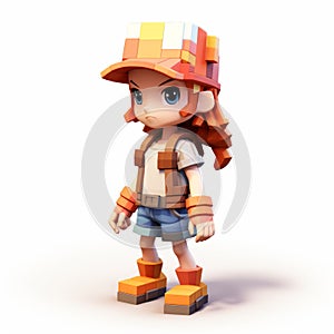 Adorable 8-bit Pixel Cartoon Of Emma: A Vibrant Manga Game Character