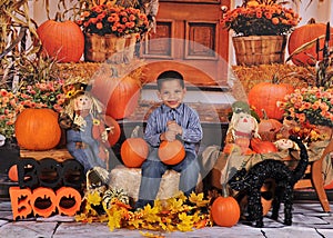 Adorable african amercian boy posing at halloween