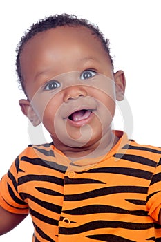 Adorable african baby with with brindle pajamas