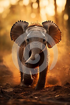 Adorable african baby elephant with big ears