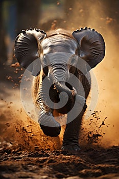 Adorable african baby elephant with big ears