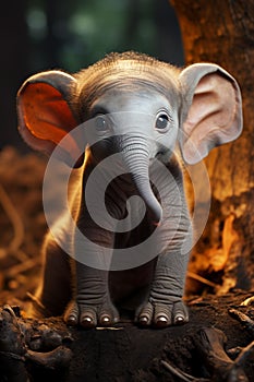 Adorable african baby elephant with big ears