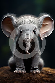 Adorable african baby elephant with big ears