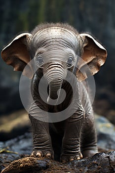 Adorable african baby elephant with big ears