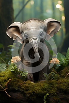 Adorable african baby elephant with big ears