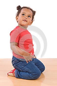 Adorable african baby kneel down photo