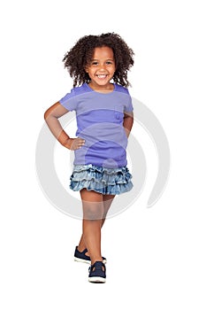 Adorable african little girl with denim miniskirt