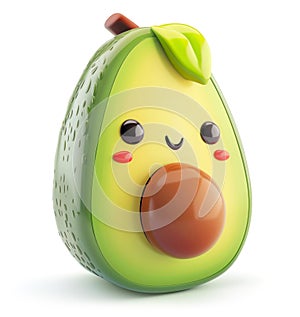 Adorable avocado character with rosy cheeks photo