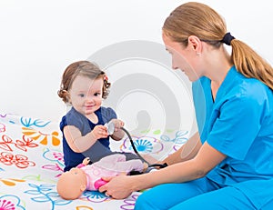 Adorable baby at the doctor