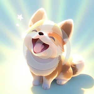 Adorable Baby Dog Laughing and Singing, Generative AI photo