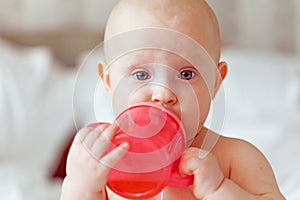 Adorable baby drinking