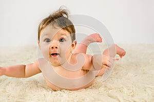 Adorable baby girl naked