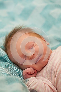Adorable Baby Girl Sleeping on the Day She Was Born