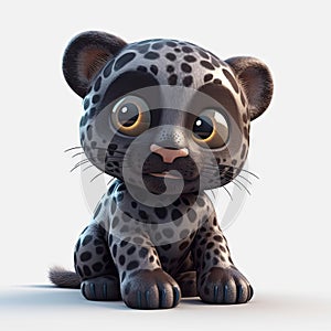 Adorable Baby Jaguar with Pixar-Style Smile for Children\'s Book Cover.
