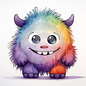 Adorable Baby Monster in Watercolor Playful Friend