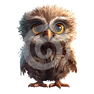 Adorable Baby Owl. Character Illustration