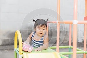 Adorable baby playing and fun.