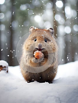 adorable baby quakka in snow