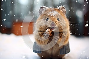 adorable baby quakka in snow