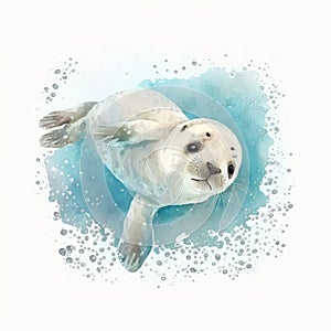 Adorable Baby Seal Diving for Baby Book AI Generated