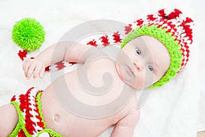 Adorable Baby Wearing Cute Knit Hat