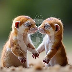 Adorable Baby Weasels Playing Together