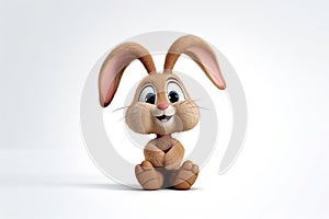 Adorable Bashful Bunny Cartoon Character on Transparent Background. AI