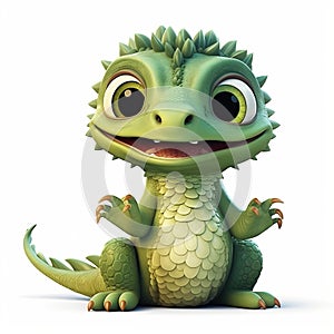 Adorable Basilisk Clip Art: Cute Green Dinosaur With Big Eyes photo