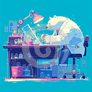 Adorable Bear Scientist at Work