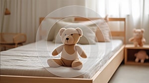 Adorable Bedside Companion Plush Bear Toy in Kids\' Room - Generative AI