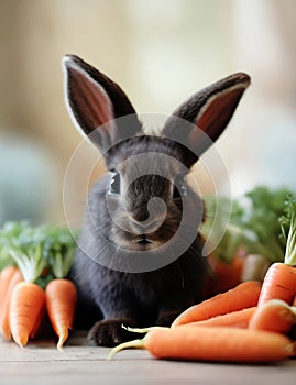Adorable Black Bunny A Delightful Sight as It Devours Countless Carrots in a Heartwarming Feat
